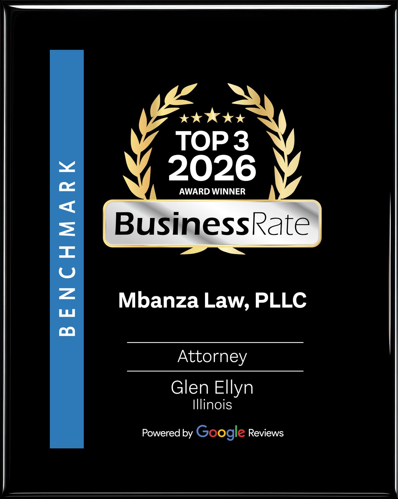 Mbanza Law PLLC BusinessRate Top 3 2026 Award